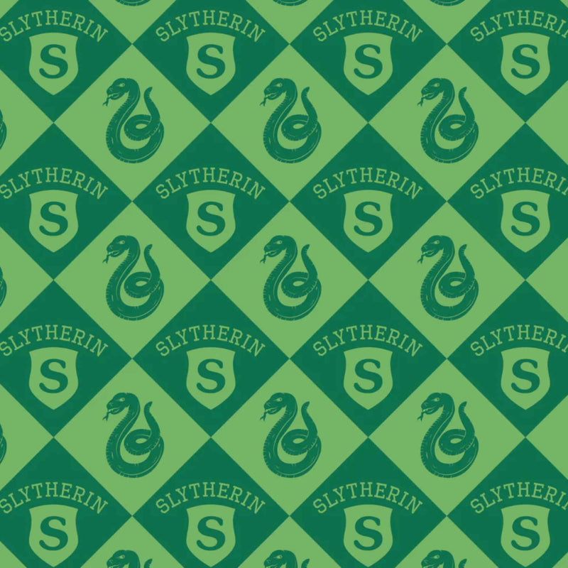 Harry Potter™ Slytherin Diamond Check, Quilting Cotton – Green | House Champions Collection