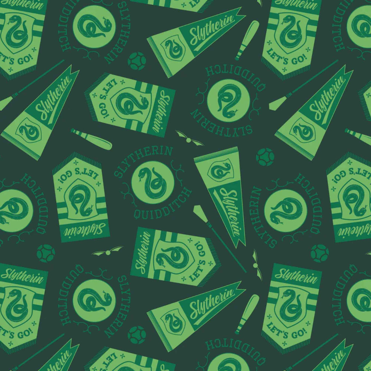 Harry Potter Slytherin Quidditch Banners Fabric – Dark Green | House Champions