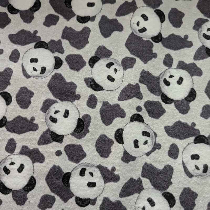 Head Toss Panda Head FLANNEL on Grey