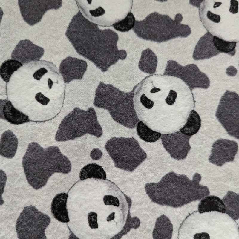 Head Toss Panda Head FLANNEL on Grey