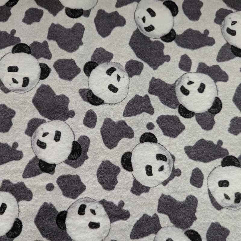 Head Toss Panda Head FLANNEL on Grey