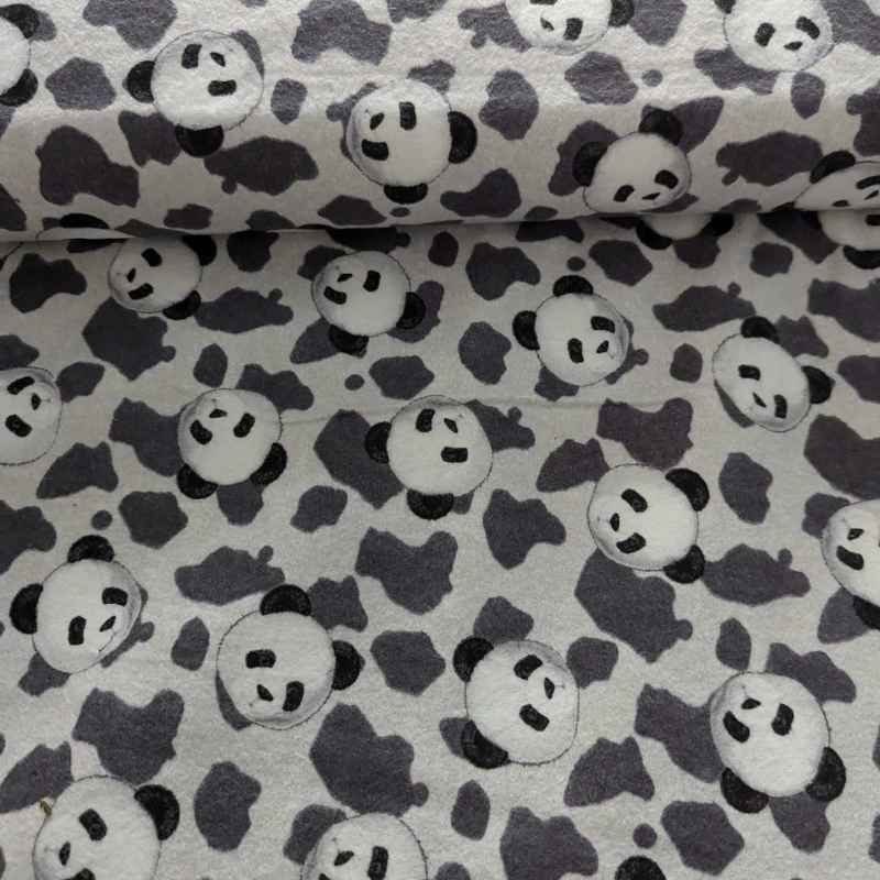 Head Toss Panda Head FLANNEL on Grey