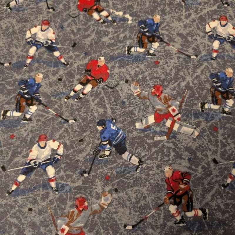 Hockey Players Flannel on Grey Cracked Ice