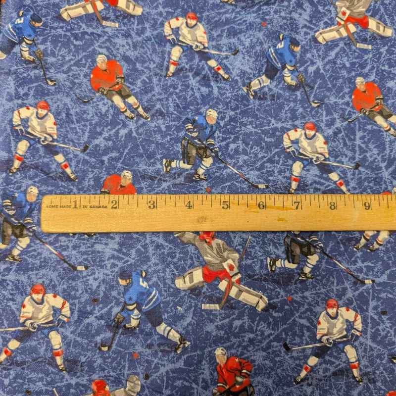 Hockey Players Flannel on Navy Cracked Ice