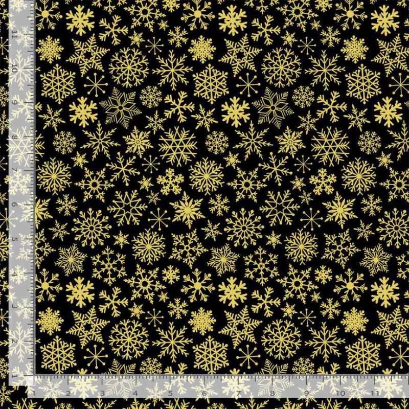 Holy Night Snowflakes in Metallic Gold | O Holy Night | Quilting Cotton