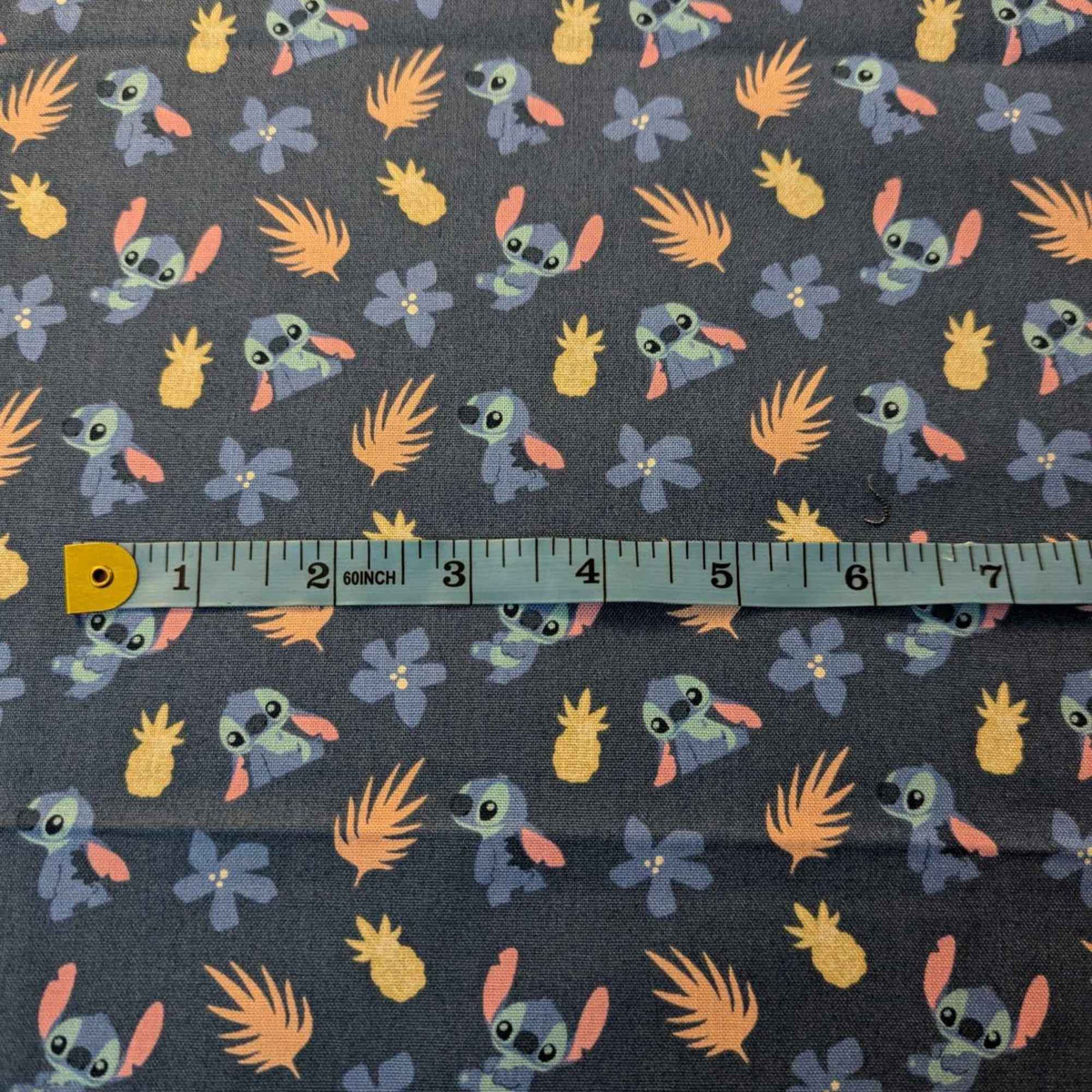 Lilo & Stitch Cotton Fabric, Disney Stitch Garden Blue