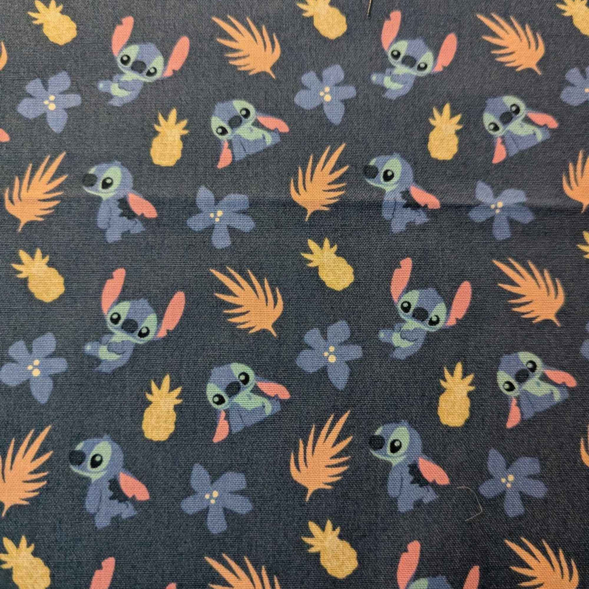 Lilo & Stitch Cotton Fabric, Disney Stitch Garden Blue