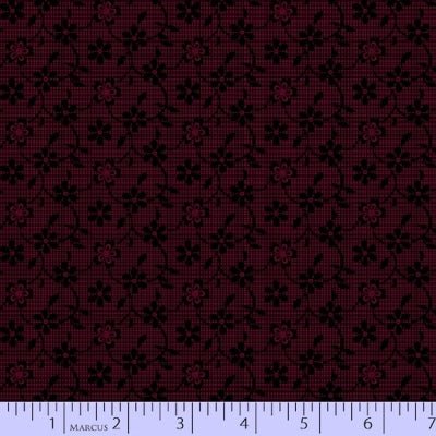 Marcus Fabrics Prairie Gathering 5532 by Pam Buda - Burgundy Floral Quilting Cotton