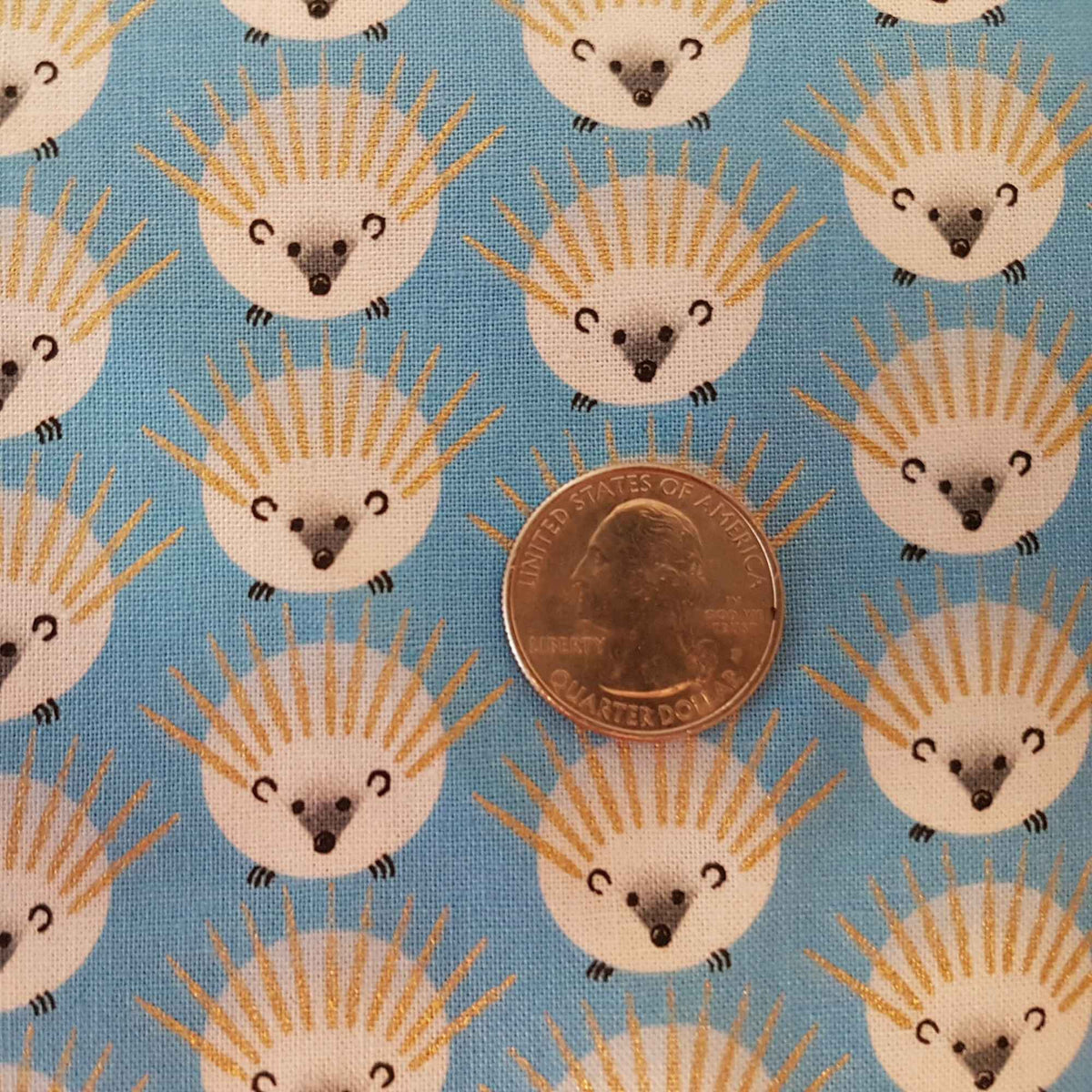 Michael Miller Fabrics – Quills CM8044 Hedgehog Print on Blue, Quilting Cotton