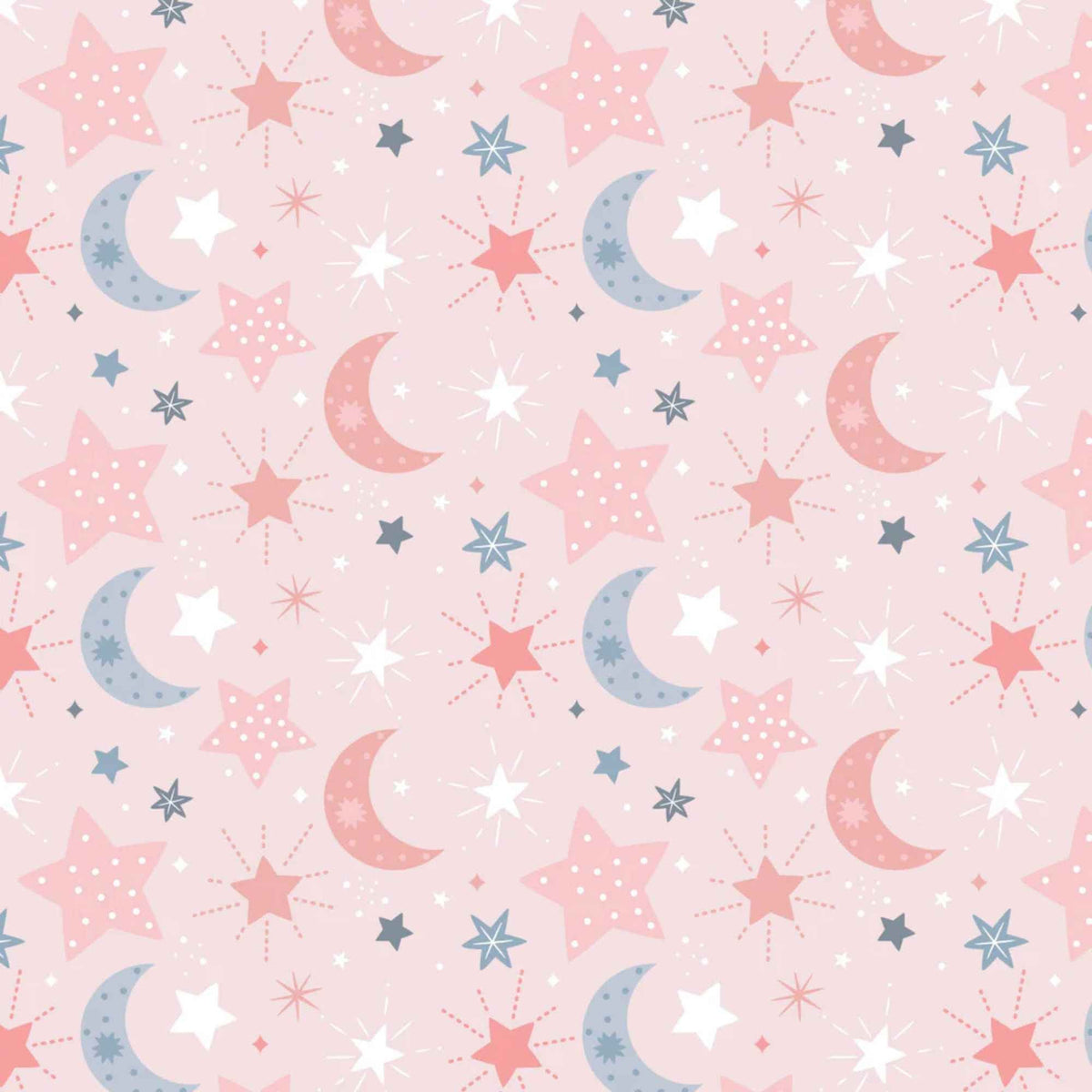 Moon Child Pink Cotton Flannel – Moons, Stars & Constellations