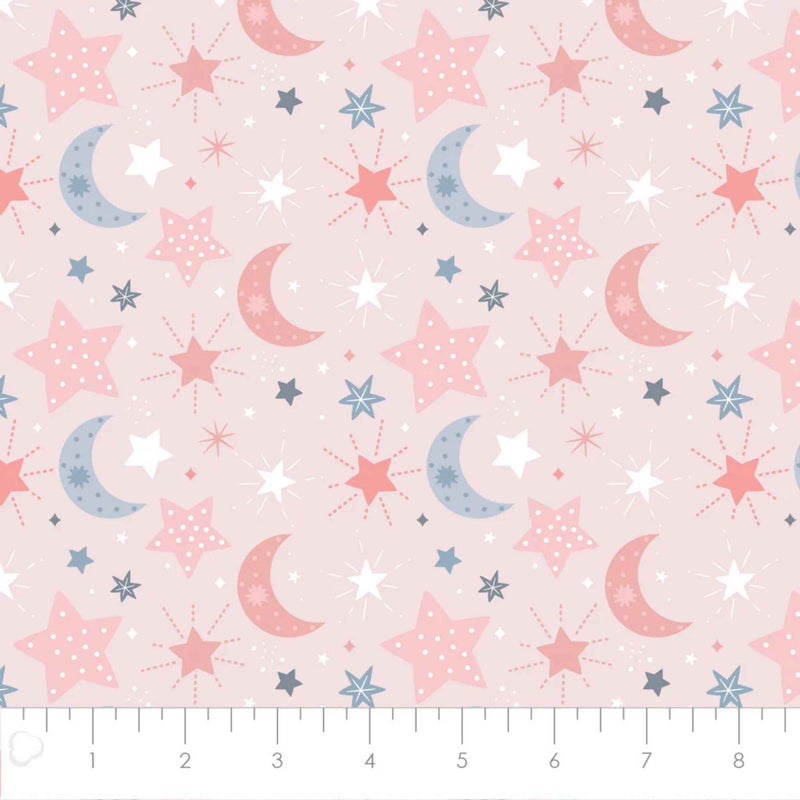 Moon Child Pink Cotton Flannel – Moons, Stars & Constellations