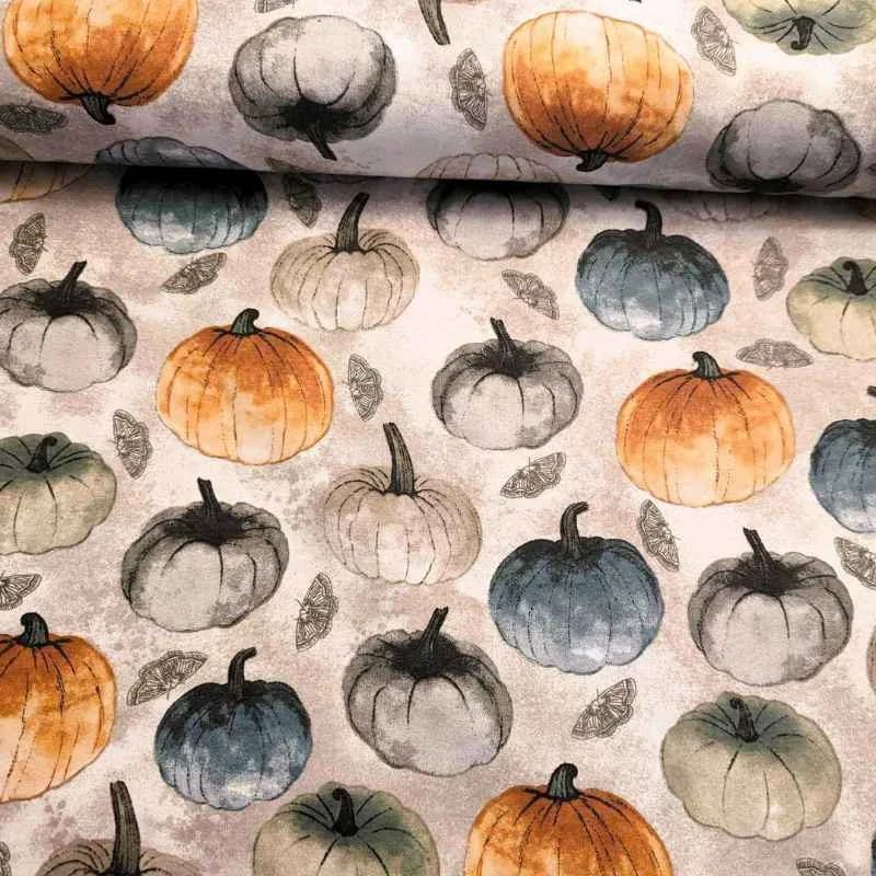 Muted Gray and Orange Pumpkins FLANNEL