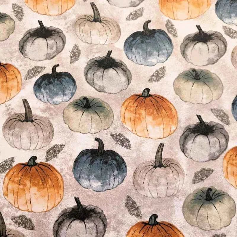 Muted Gray and Orange Pumpkins FLANNEL