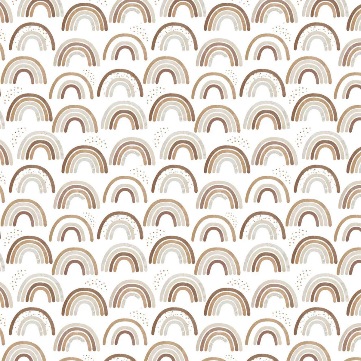 Neutral Rainbows White Cotton Flannel – Boho Rainbow Print