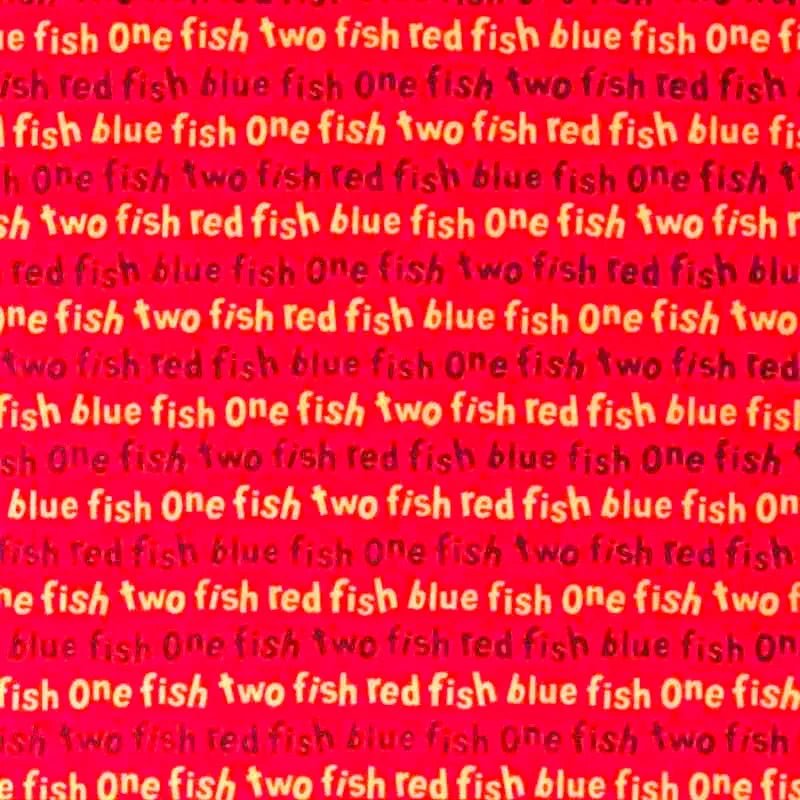 One Fish Two Fish Cotton, Dr. Seuss Kids Children's Book Words on Red