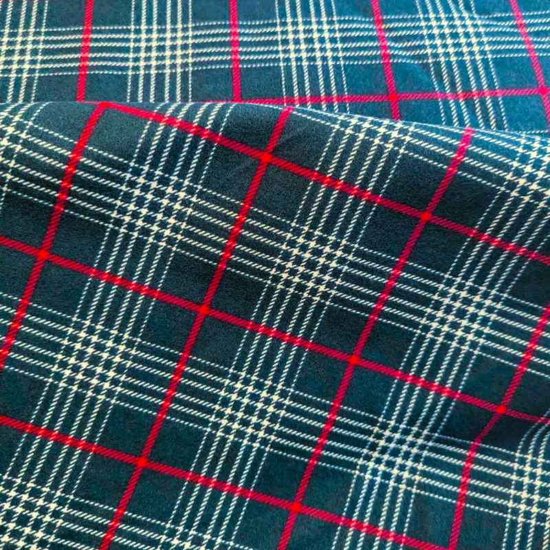 Orford Plaid in Hunter Green, Red and White Flannel