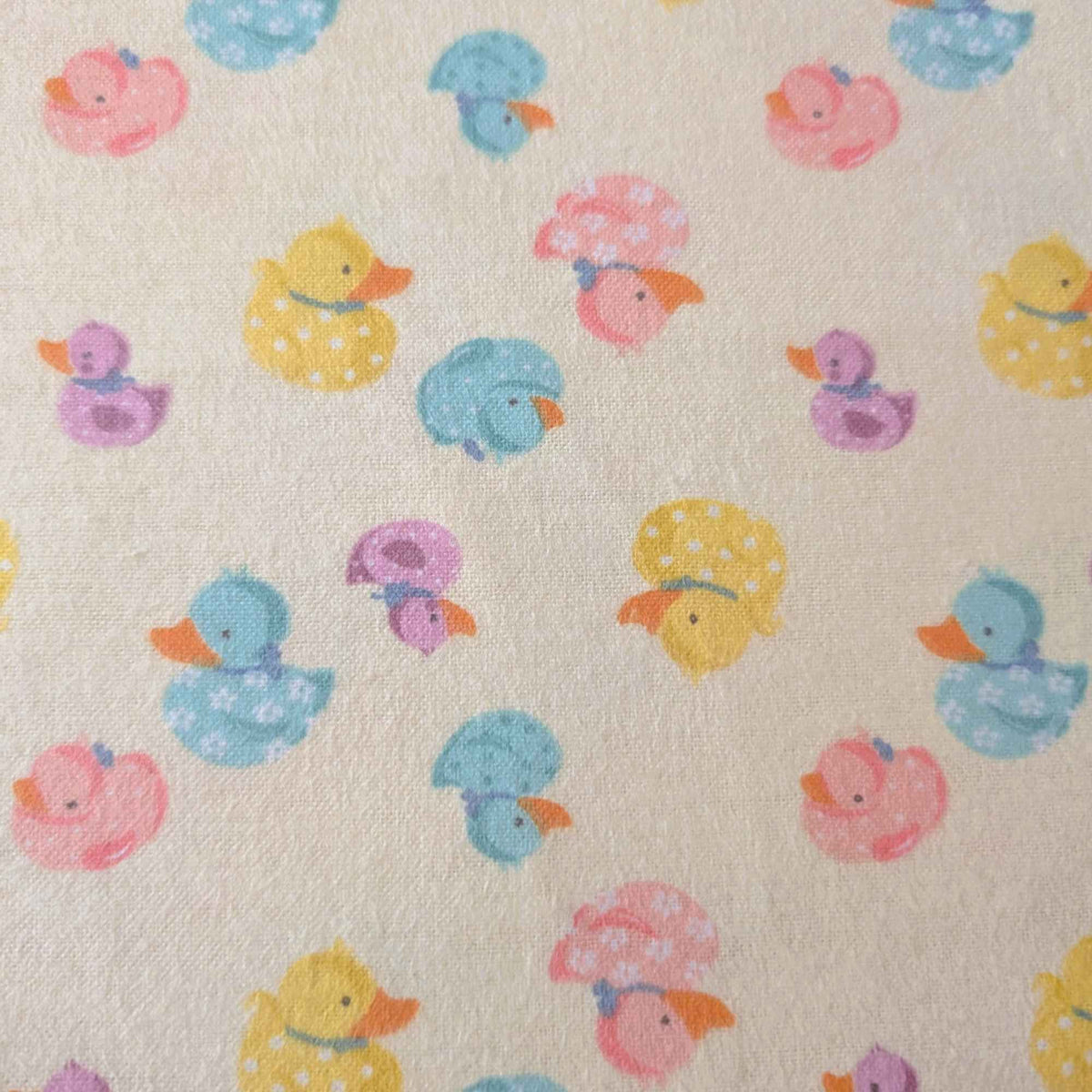 Pastel Rubber Ducks on Cream Cotton Flannel – Brushed Soft Oeko - Tex Standard 100