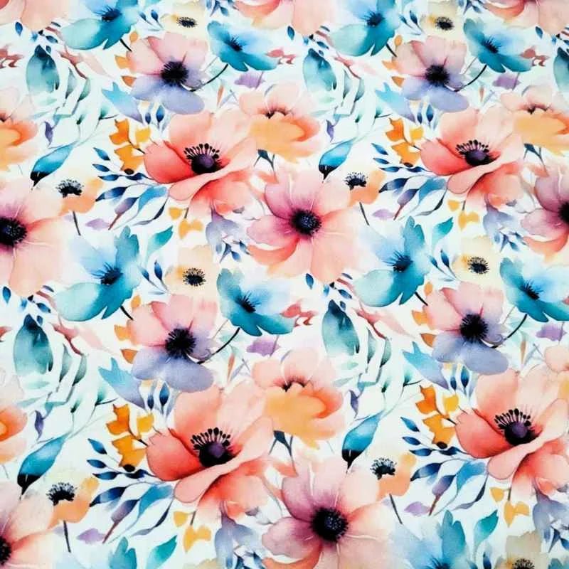 Pastel Watercolor Flowers, Soft Summer Florals, PUL Laminated