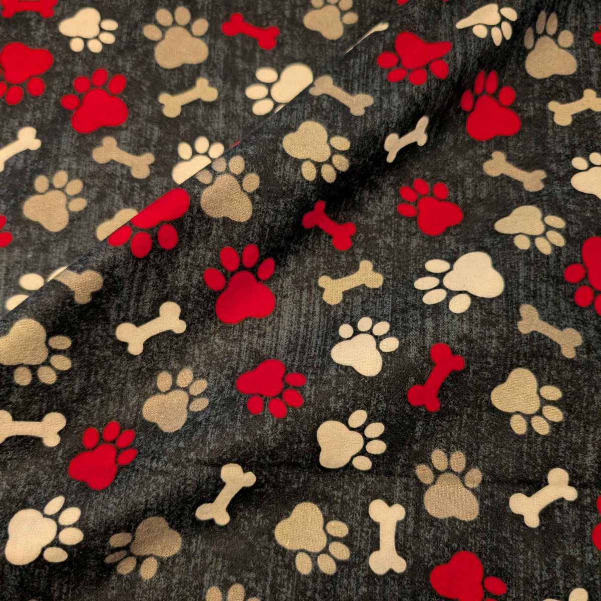Paw Prints and Bones Cotton FLANNEL | Soft Brushed | Dog Lovers