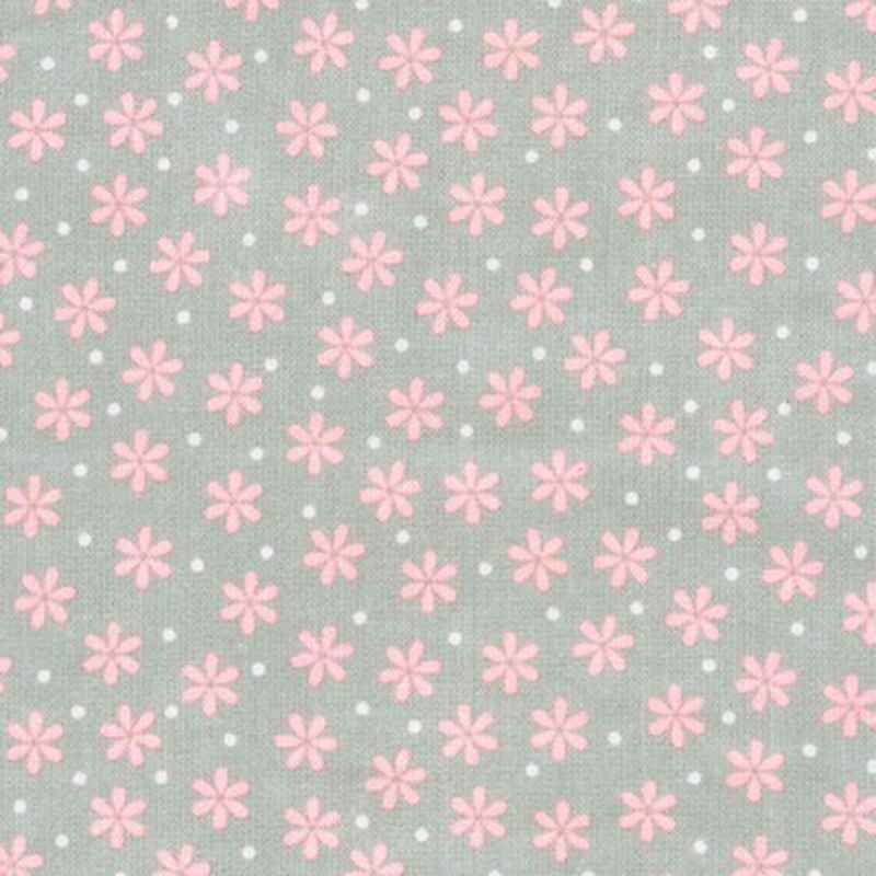 Pink Daisy on Grey FLANNEL, Cozy Cotton Flannel