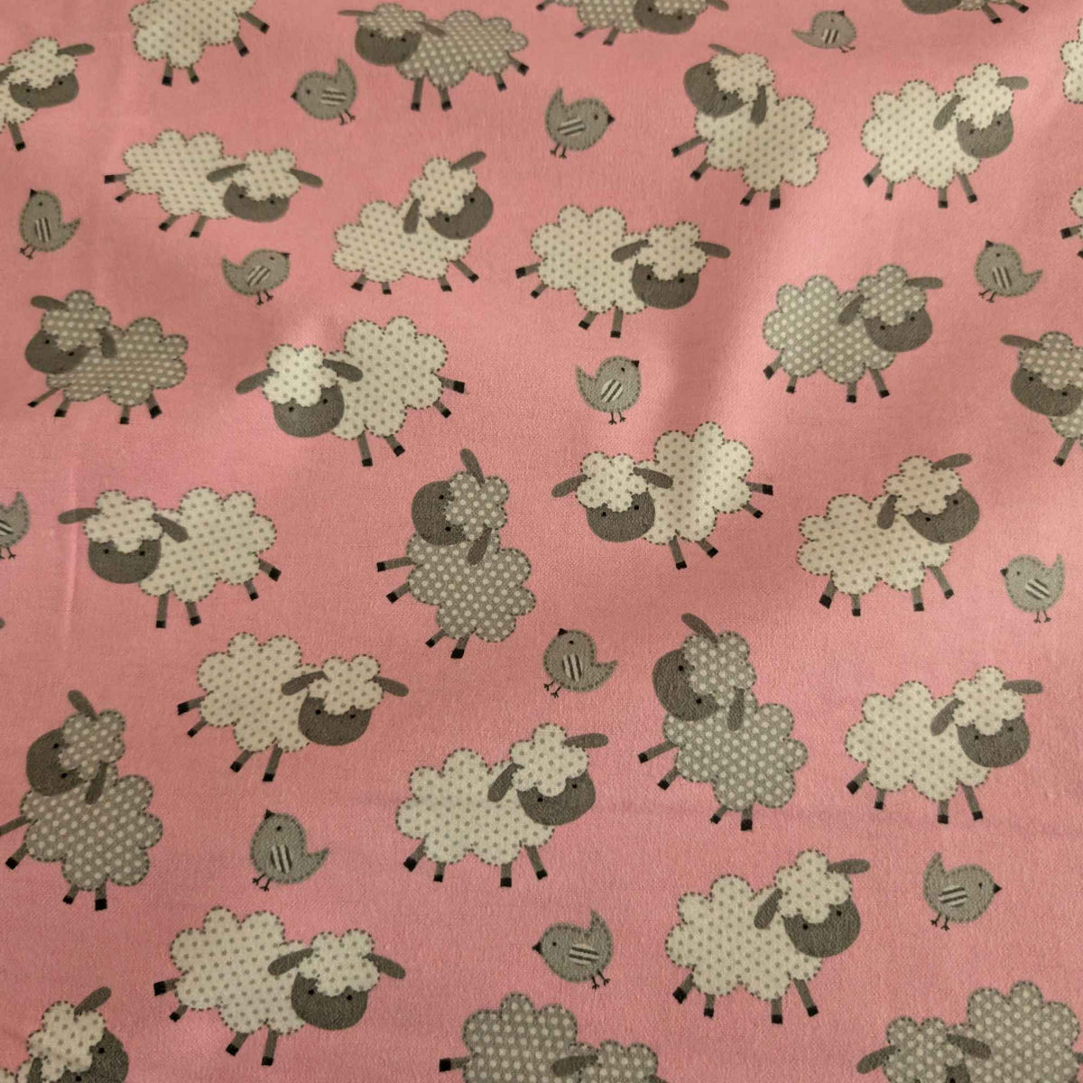 Pink Sheep & Chicks FLANNEL – Soft Brushed | Baby Girl Nursery & Quilting Fabric