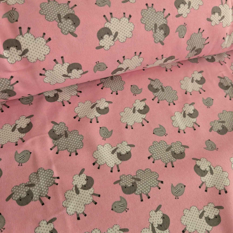 Pink Sheep & Chicks FLANNEL – Soft Brushed | Baby Girl Nursery & Quilting Fabric