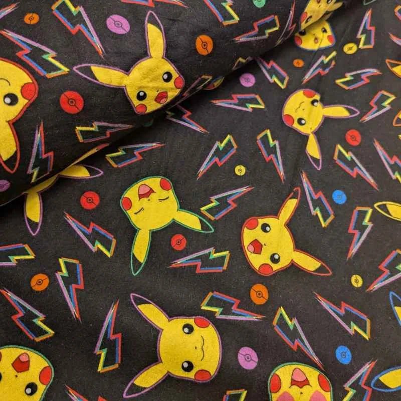 Pokemon Pikachu FLANNEL, Pokemon Pikachu on Black