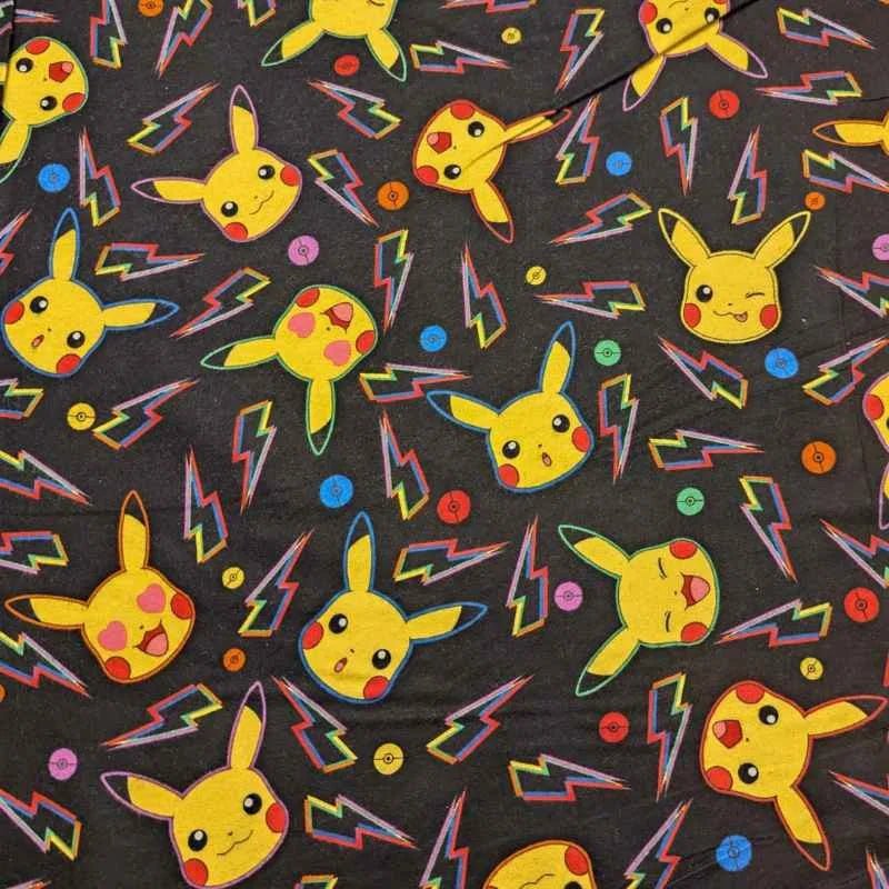 Pokemon Pikachu FLANNEL, Pokemon Pikachu on Black