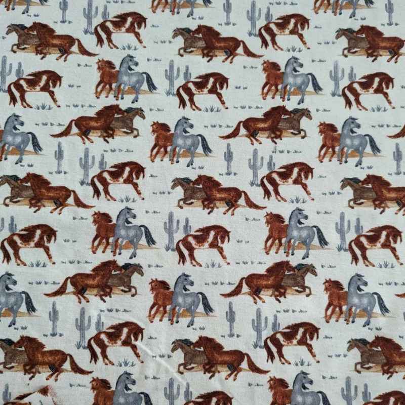 Racing Horse FLANNEL, Brown and Grey