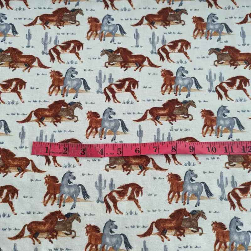 Racing Horse FLANNEL, Brown and Grey