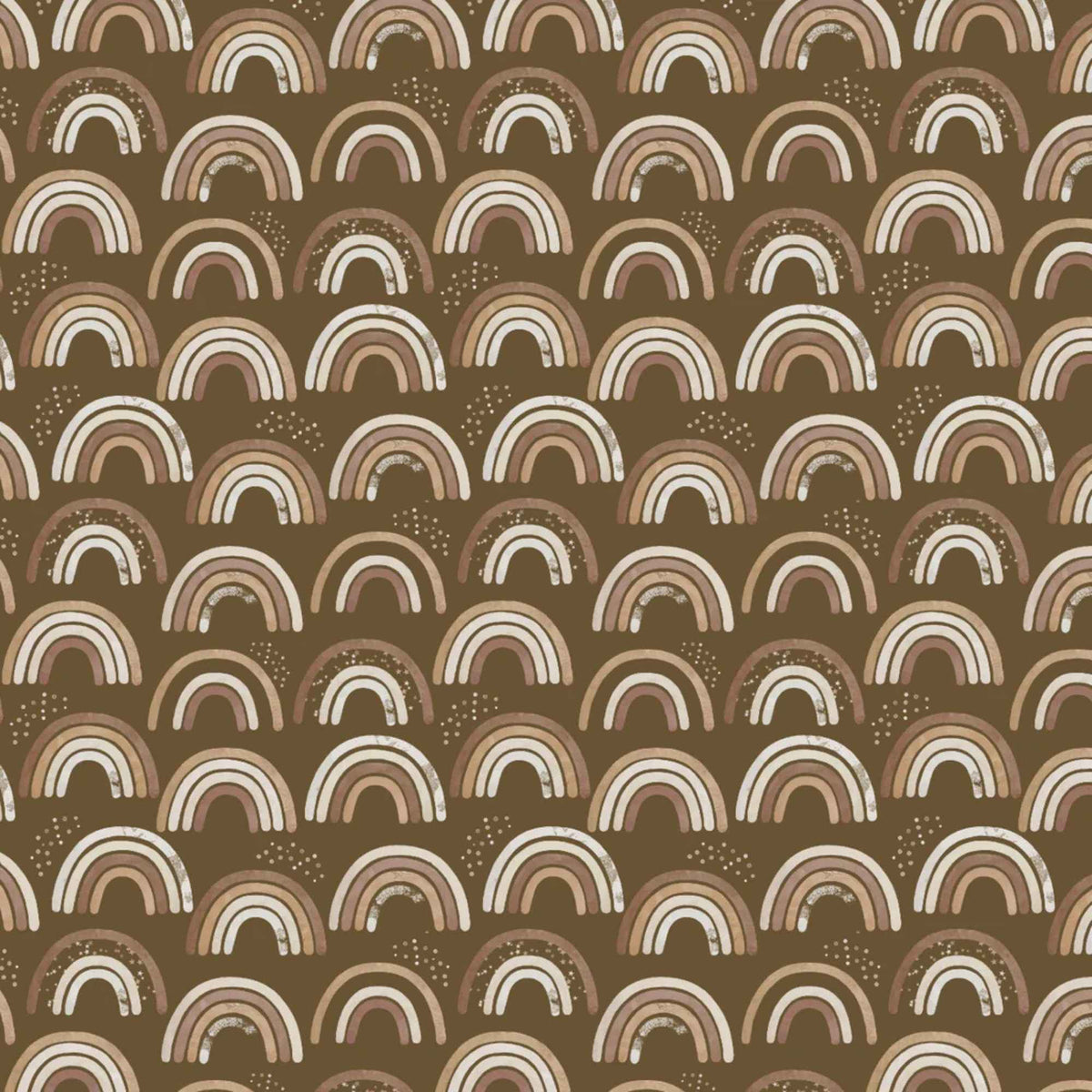 Rainbows Dark Brown Cotton Flannel – Boho Rainbow Print