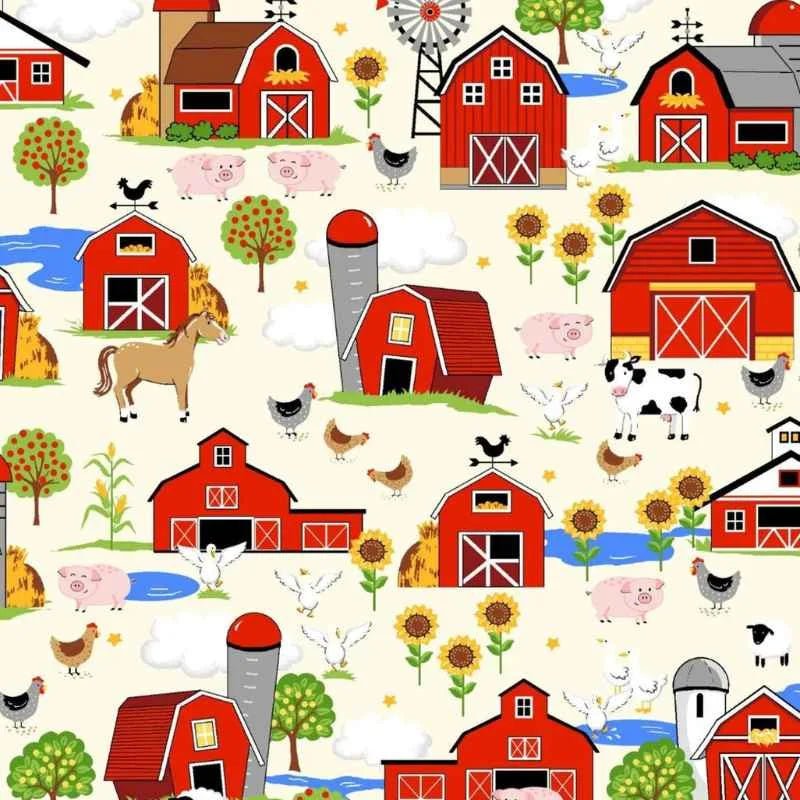 Red Barn and Farm Animals, Serenade by Freckle and Lollie