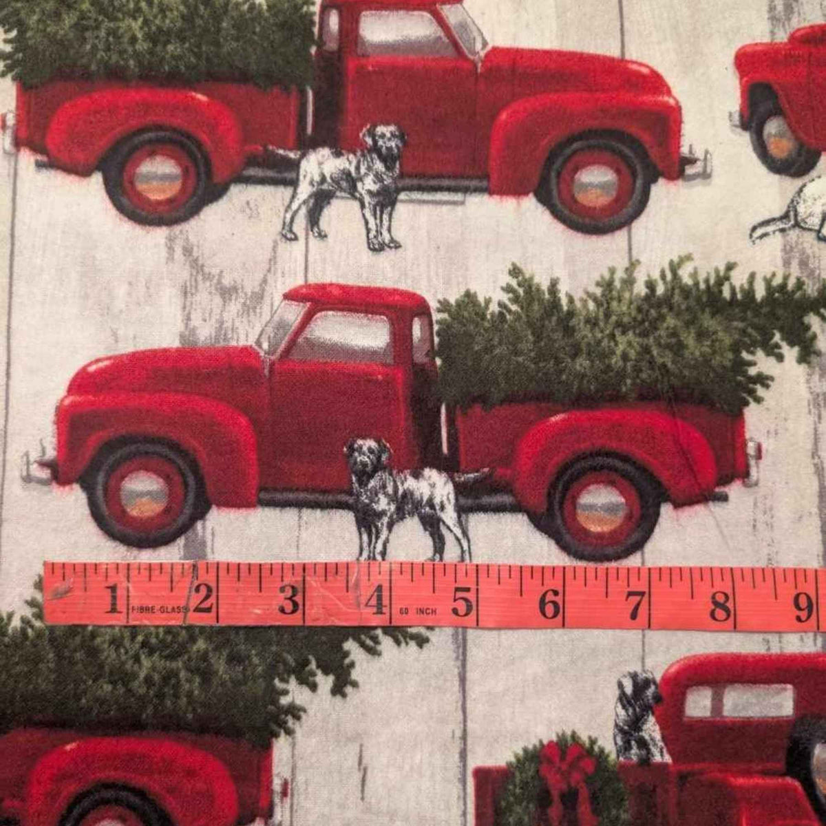 Red Truck & Dog Cotton Flannel – Christmas Trees & Wreaths