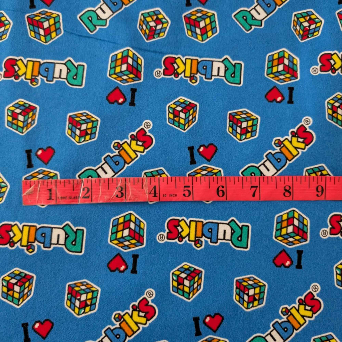 Rubik’s Cube Cotton Flannel Fabric – Blue | Licensed | Retro Gamer