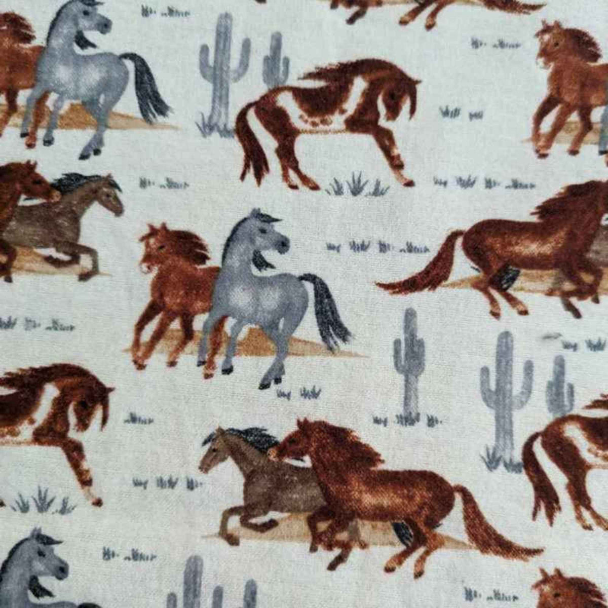 Running Horses Cotton FLANNEL | OEKO - TEX Certified | Western Cowboy
