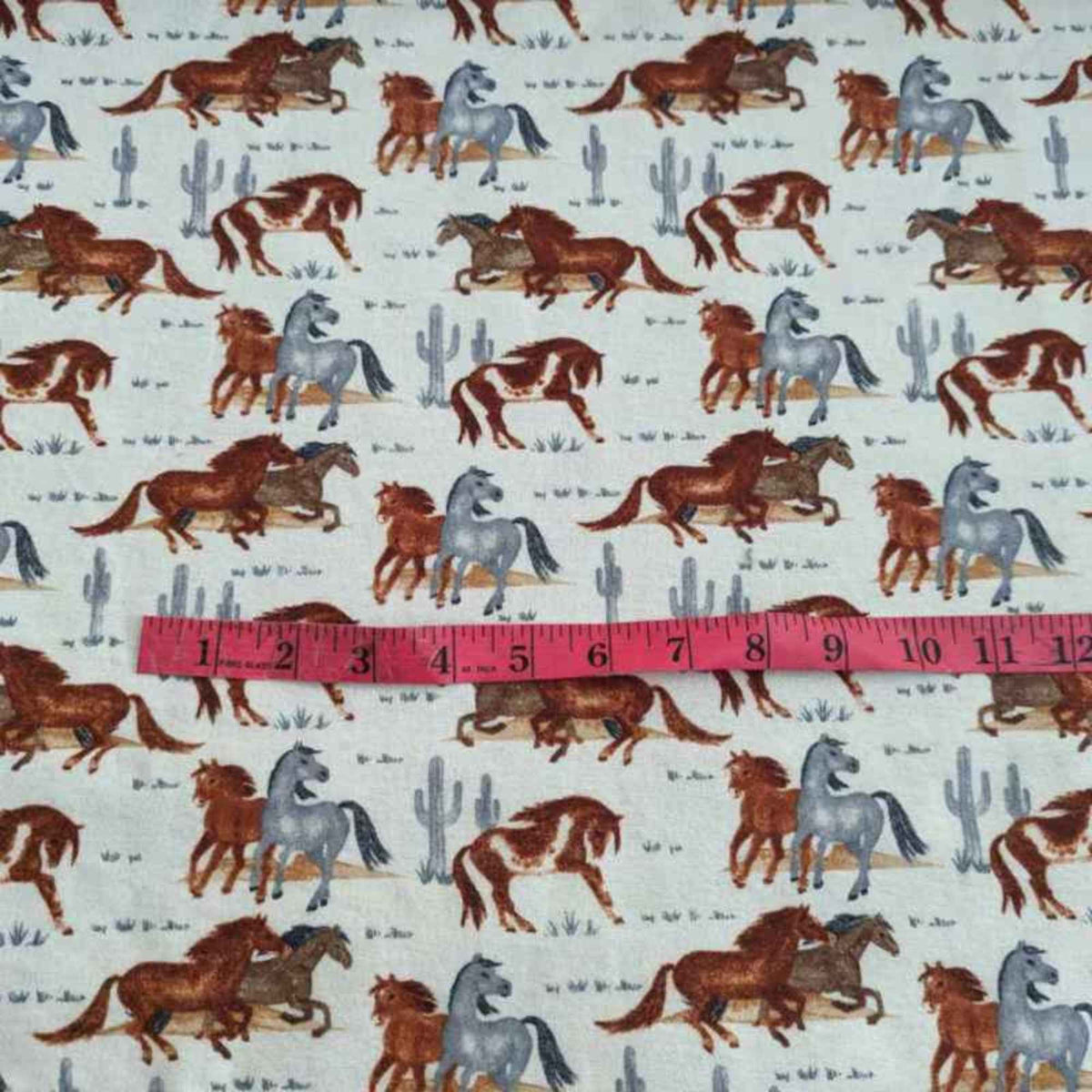 Running Horses Cotton FLANNEL | OEKO - TEX Certified | Western Cowboy