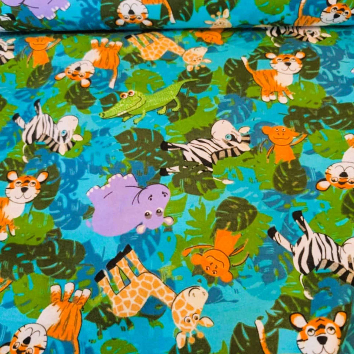 Safari Jungle Animals Cotton Flannel Fabric + Matching Solids