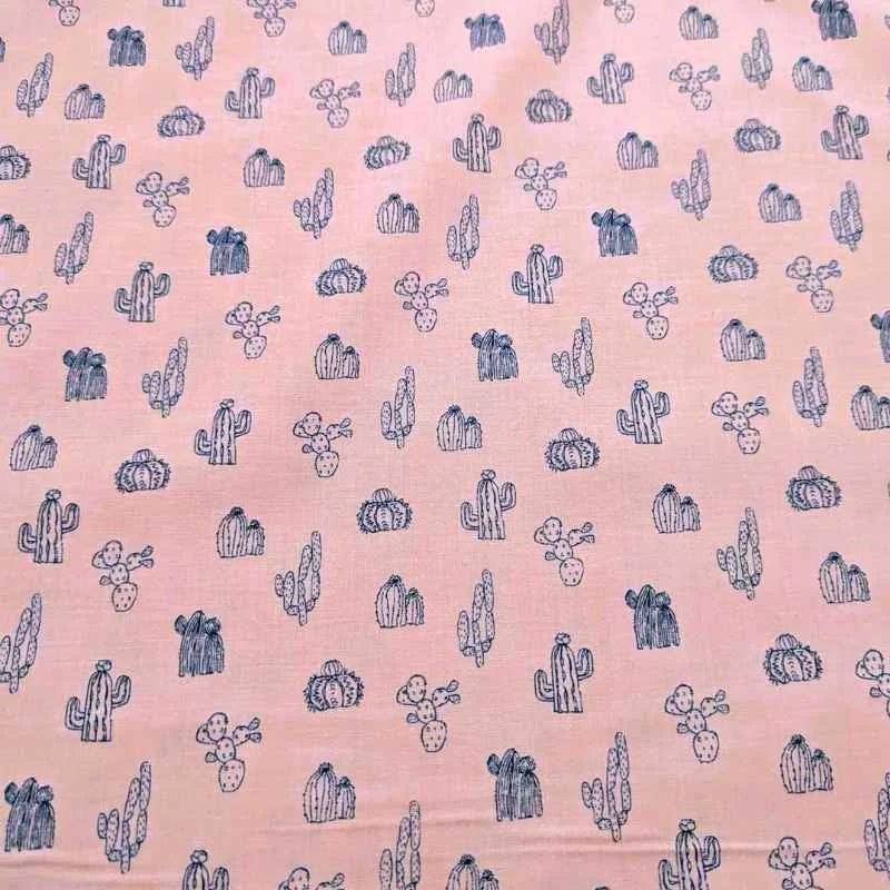 Sketch Cactus on Pink, Quilting Cotton