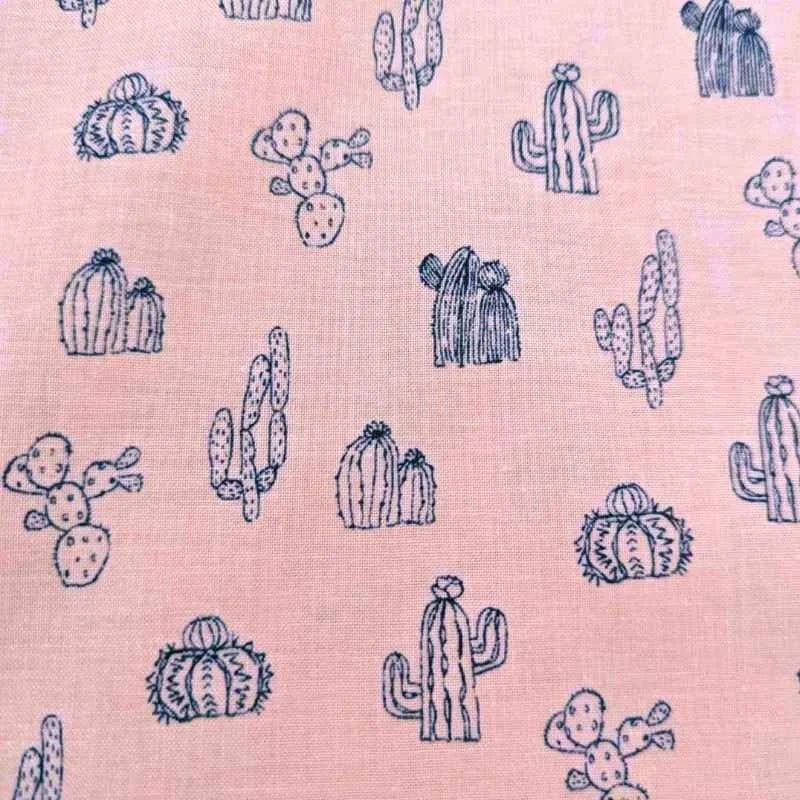 Sketch Cactus on Pink, Quilting Cotton