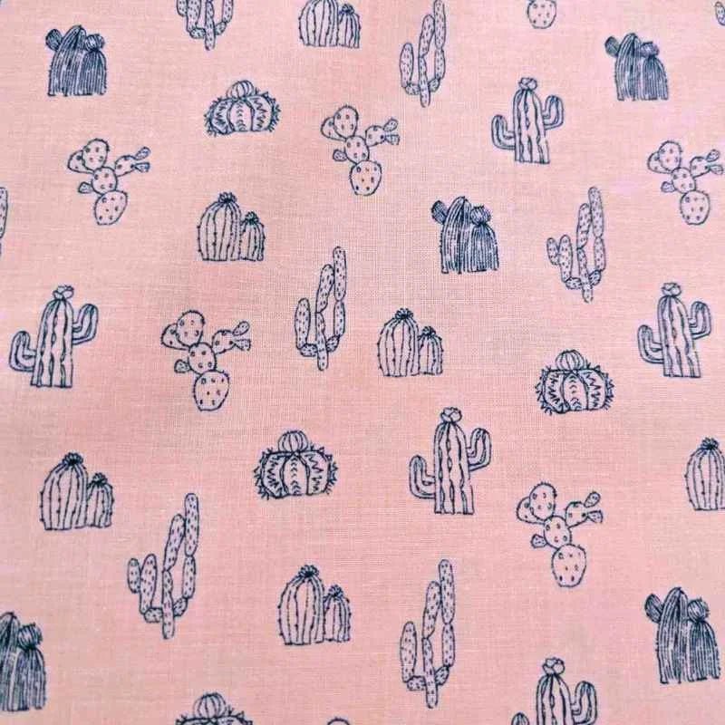 Sketch Cactus on Pink, Quilting Cotton