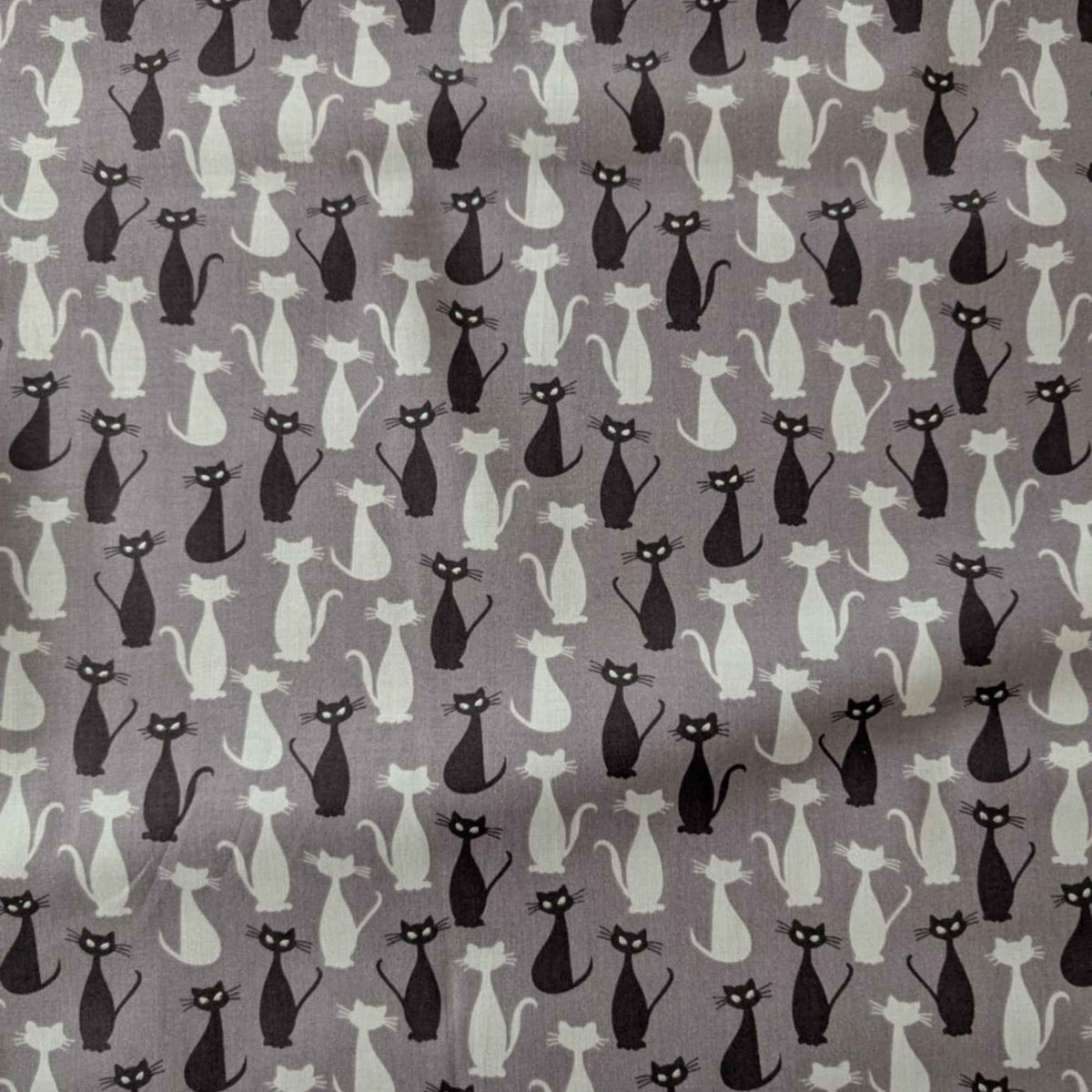 Spooky Hollow Cats Halloween Cotton Fabric – Charcoal