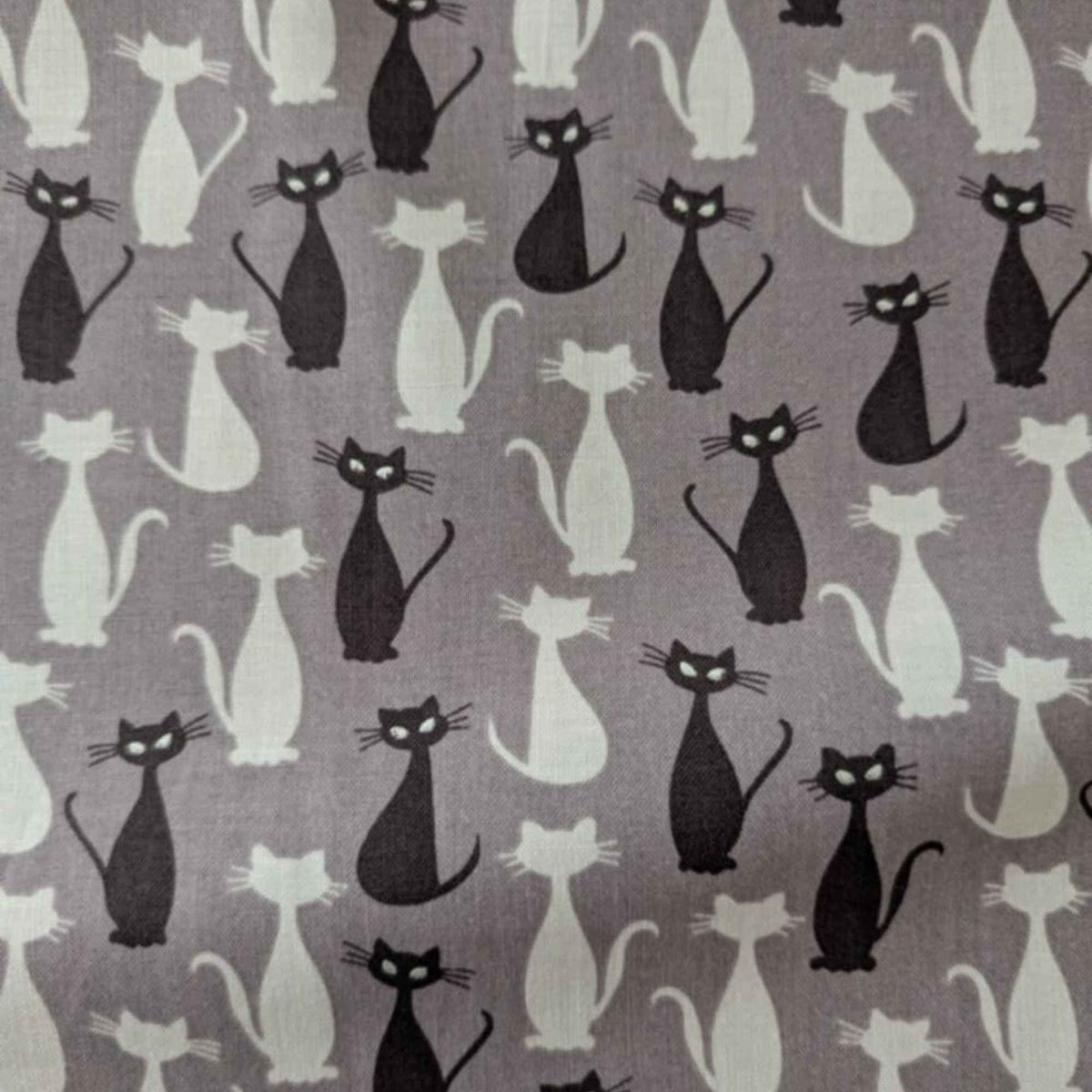 Spooky Hollow Cats Halloween Cotton Fabric – Charcoal