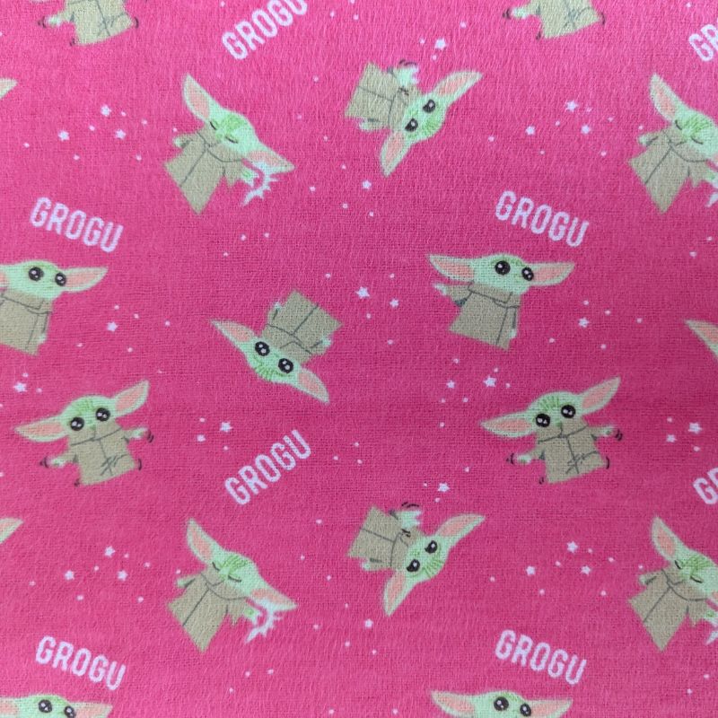 Star Wars The Mandalorian, Poses and Stars, Grogu on Pink FLANNEL