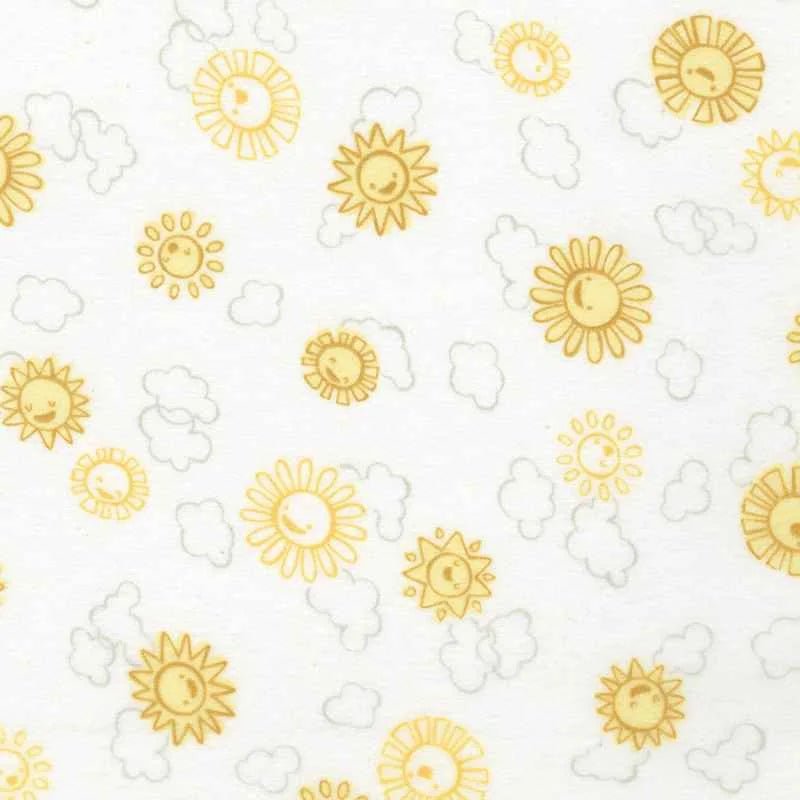 Sun FLANNEL on White, Over the Moon Cozy Cotton Flannel