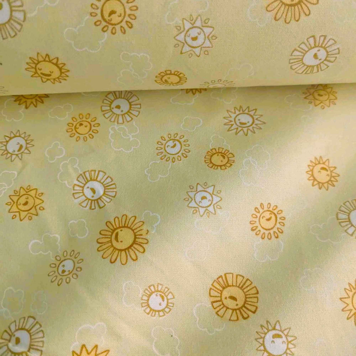 Sun FLANNEL on Yellow, Over the Moon Cozy Cotton Flannel