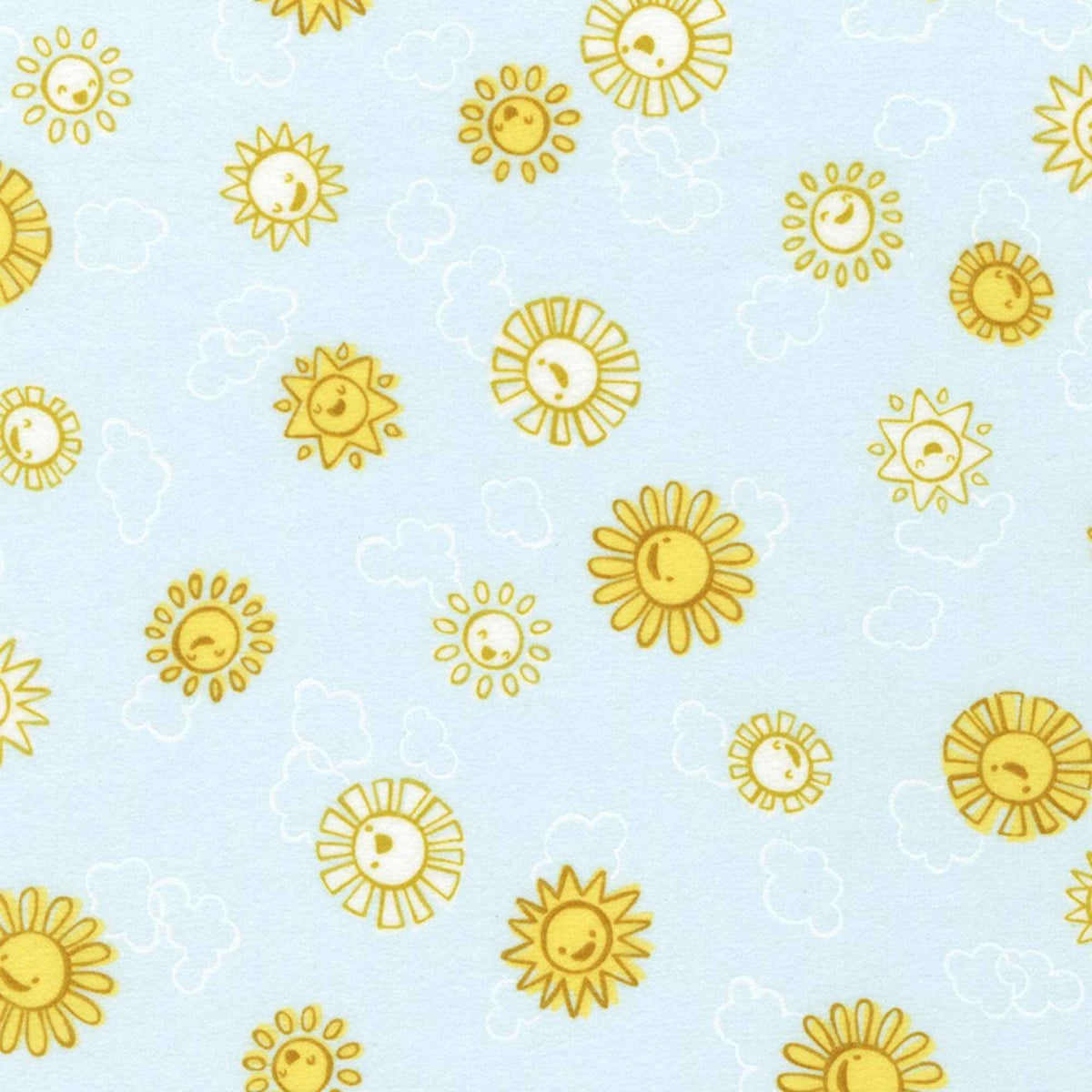 Sun on Blue Cotton Flannel – Glacier – Over the Moon