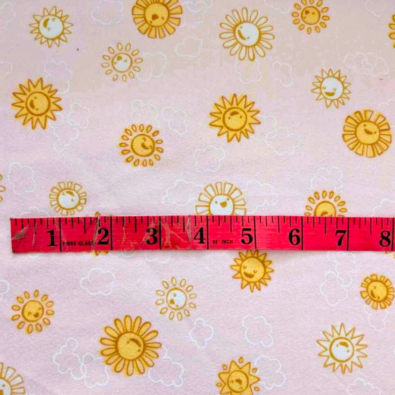 Sun on Pink Cotton Flannel – Over the Moon – Pearl Pink Celestial Print