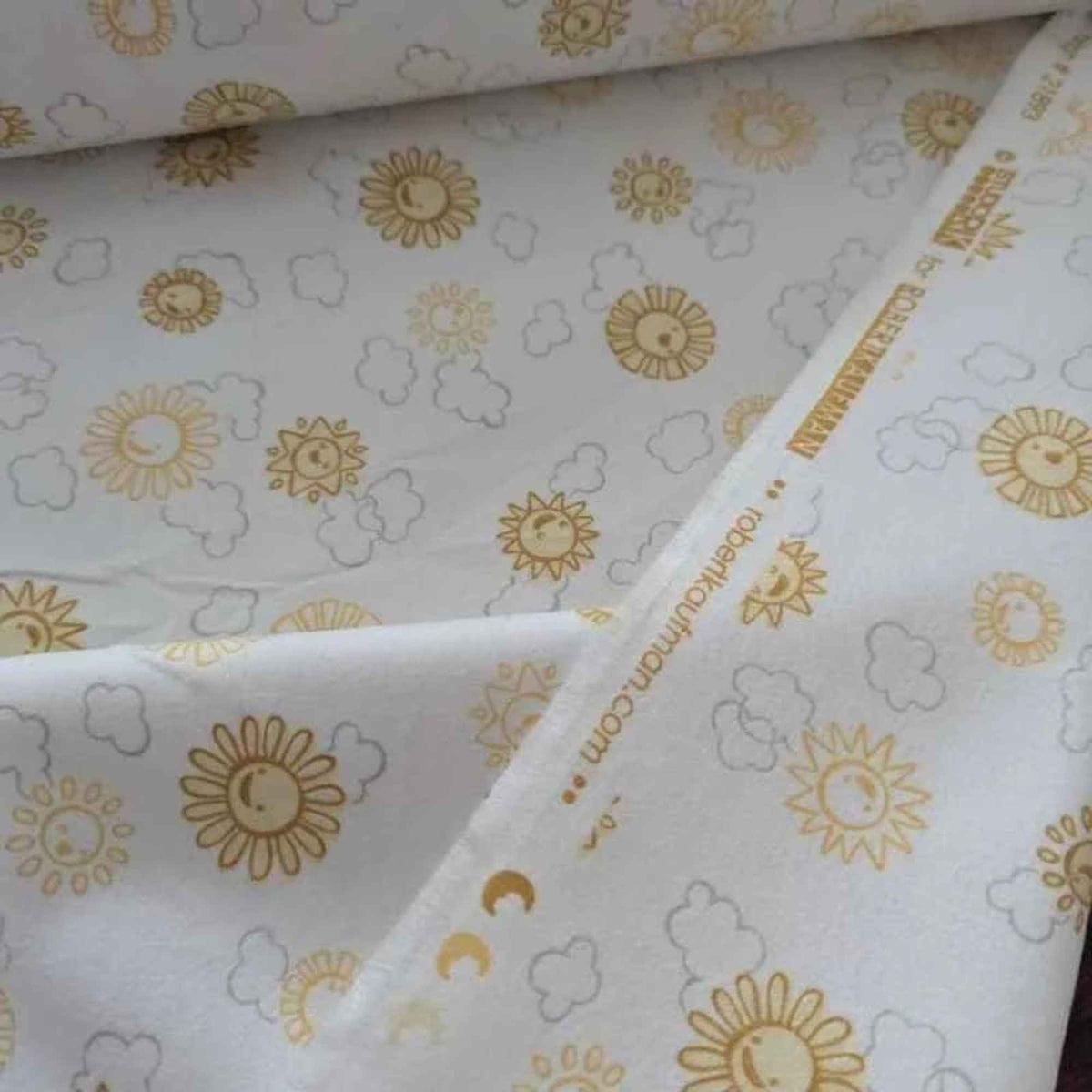 Sun on White Cotton Flannel – Sunshine – Over the Moon