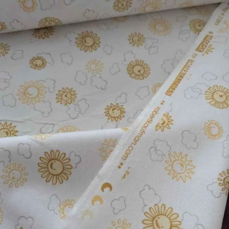Sun on White Cotton Flannel – Sunshine – Over the Moon