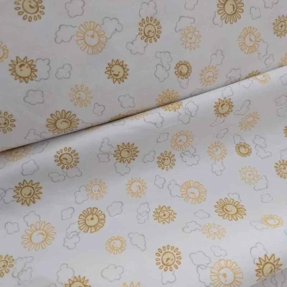 Sun on White Cotton Flannel – Sunshine – Over the Moon